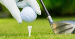 Setting up on the tee after a mulligan in golf