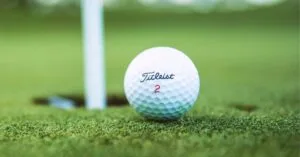 A golf ball with a number on it